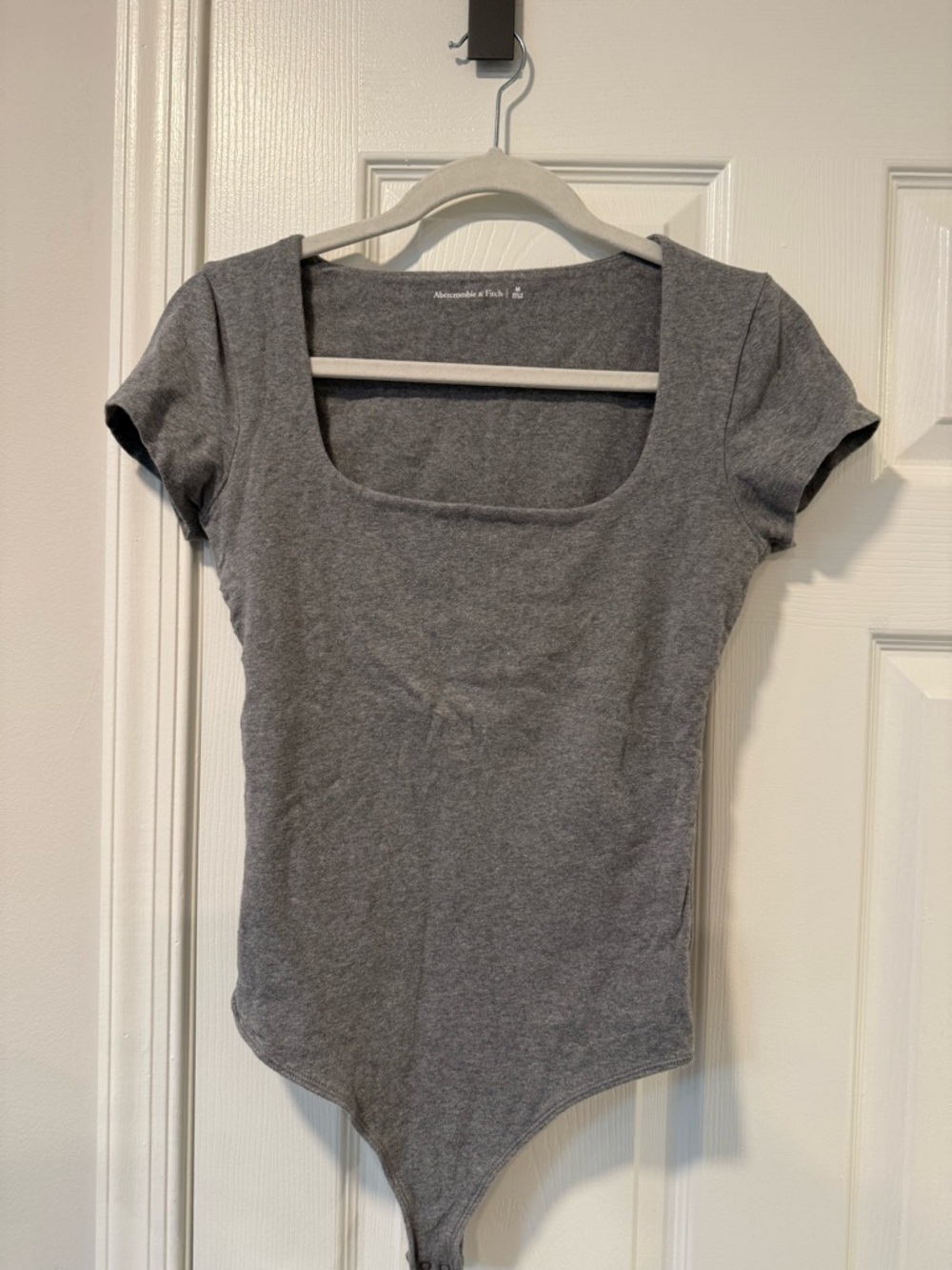 Abercrombie & Fitch Gray Scoop Neck Short-Sleeve Bodysuit